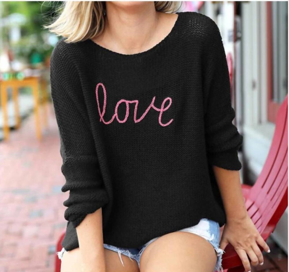 WOODEN SHIPS Key West Love Cotton Crew Sweater Black Cherry Pastille Women's M/L